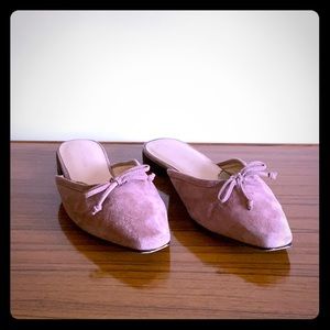 Soft rose suede mules by Adrienne Vittadini